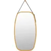 Image de COSTWAY Miroir Mural Suspendu Décoration - Cadre en Bambou - Sangle en Cuir Réglable Coin Arrondi pour Salon Chambre Entrée etc.