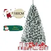 Image de COSTWAY Arbre de Noël Artificiel à Flocons de Neige 180CM avec Charnières Support Métallique et 600 Branches Matière PVC