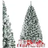 Image de COSTWAY Sapin de Noël 225CM 1010 Branches à Flocons de Neige Matière PVC avec Charnières Support Métallique Diamètre 128cm
