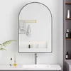 Image de Miroir de Salle de Bain ArquéArmoire Muraleétagères RéglablesMeuble de Salle de Bain avec Rangement pour Salon91x61cmBlanc