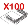 Image de Lot de 100 Agrafes pour Toile de paillage ou geotextile avec Pointes biseautées 20cmX20cmX20cm Fixation Métal