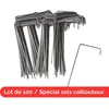 Image de Lot de 100 Agrafes de fixation Métal pour toile de paillage ou géotextile avec pointes biseautées 24cmX9cmX4cm / Spécial sol dur