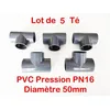 Image de Lot de 5 Té PVC Pression - U Té 90° / 50 mm intérieur F/F/F PN16