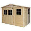 Image de Abri de jardin en bois 6 m² TIMBELA - Pin / épicéa - 318 x 220 cm - Plancher inclus - Construction de Panneaux - M334+M334G