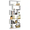 Image de COSTWAY Bibliothèque à 6 Niveaux 80 x 23 x 191 CM Étagère de Rangement en Forme de S avec Coussinets Antidérapants Blanc
