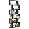 Image de COSTWAY Bibliothèque/Étagère de Rangement à 6 Niveaux-80x23x191 CM de Style Industriel en Forme de S pour SalonChambre Noir