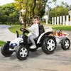 Image de COSTWAY Tracteur Electrique 12V 7AH -Télécommande 2.4G 3-8 km/hRemorque Détachable MP3 Port USB pour Enfants de 3 à 8 Ans Blanc