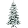 Image de COSTWAY Sapin de Noël Artificiel Flocons de Neige 210cm avec 1108 Pointes Support Métallique Pliable Pomme de Pin Décoration de