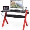 Image de COSTWAY Bureau Gamer pour E-Sport avec Porte-GobeletTapis de SourisSupport pour Ecouteurs en Fibre de Carbone et Cadre en Acier