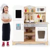 Image de COSTWAY Cuisine pour Enfants avec Four Micro-Ondes et Robinet - 5 Accessoires Jouet dImitation pour Enfant de 3 à 7Ans