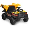 Image de GOPLUS Camion Voiture Électrique pour Enfant 3-8 Ans avec Trémie Réversible Batterie Rechargeable MP3 et USB Vitesse 3-5 KM/H