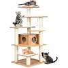 Image de Arbre à Chat XXL en Bois - COSTWAY - Design Vesper - Multi-niveaux - Coussins Amovibles - Charge 20 kg