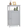 Image de COSTWAY Armoire de Rangement de Salle de Bain Meuble de Rangement avec Étagère Ouverte et Placard à Porte 45 x 30 x 84 cm Gris