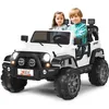 Image de COSTWAY Voiture 4x4 Électrique 12V pour Enfants 3+ Ans 2 Places Télécommande 2.4G Lumières LED et MusiqueBlanc