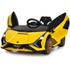 Image de COSTWAY Voiture de Sport Électrique 12V pour Enfants 3-8Ans 2 Portes Papillons Effets Sonores et Lumineux 108x64x41cm Jaune