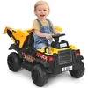 Image de COSTWAY Voiture Electrique Camion Benne à Batterie 12V pour Enfants Vitesse Max : 5 km/h TélécommandeFonction Lumineuses Sonores