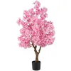 Image de COSTWAY Arbre de Cerisier Artificiel de 120 cm - Tronc en Polyéthylène Multi-branches et Base en Ciment pour Bureau Maison