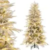 Image de Sapin de Noël LED Enneigé 180CM COSTWAY-Pré-Éclairé 250 Lumières Blanc Chaud-594 Pointes de Branches PE/PVC-Support Métal-2 Gants