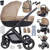 Image de Poussette 3 en 1 bébé avec nacelle pliable roues tout-terrain système de voyage accessoires et protection pluie inclus