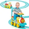 Image de Train Electrique pour Enfants - COSTWAY - Bleu - 16 Accessoires de Rails - Musical et Lumineux