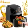 Image de Friteuse Sans Huile 8L Air Fryer Friteuse à Air Électrique Intelligente avec Écran LED Tactile et Fenêtre Visible 2400W
