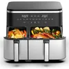 Image de Friteuse à air chaud double chambre XXL 11L (4 L + 7 L)   2600W Airfryer avec écran tactile10 en 1 compatible lave-vaisselle