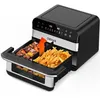 Image de DEIME Air Fryer 5L+5L - Friteuse sans huile Capacité 10L - 8 Préprogrammes - 2400W - Séparateur amovible - Fenêtre - Noir