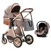 Image de Poussette 3 en 1 Bébé Combinée Siège-Auto Nacelle Trio Réversible Réglable Haute Qualité Roues increvables Canne khaki.