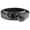 Image de Ceinture fine réversible en cuir métallisé pour femme 558992-Noir argent