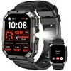 Image de IOWODO Montre Connectée Homme Militaire avec Appels Bluetooth Assistant Vocal 2.01 HD Smartwatch Étanche Résistant aux Chutes Noir