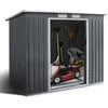 Image de Abri de Jardin en Metal 27m² - GOPLUS - 2 Portes Coulissantes et 2 Fenêtres - Base Renforcée avec Barres - Cabane à OutilsGris