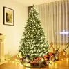 Image de GOPLUS Sapin de Noël Artificiel 240CM Lumineux avec Pommes de Pin Feuilles en PVC/PE600 LED Blanche ChaudeSocle en FerVert
