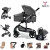 Image de MagicZC bebe Poussette 3 en 1pour nouveau népliablebébé cosycombinéesCeinture de sécurité à 5 pointsAvec nacellegris