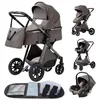Image de Poussette 3 en 1 Bébé Combinée Siège-Auto Nacelle Trio Réversible Réglable Haute Qualité Roue increvable Canne.chocolat