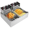 Image de Friteuse électrique - double réservoir - 5000W - 60 - 200   - en acier inoxydable - Protection contre les coupures de courant
