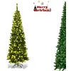 Image de Sapin de Noël Lumineux LED 200cm COSTWAY-250 Lumières Blanc Chaud-708 Branches Aiguilles en PVC-Support Métallique Pliable