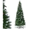 Image de COSTWAY Sapin de Noël Artificiel 180CM Aiguilles en PVC avec Neige 630 Branches Support Métallique Extérieure Vert 29 Pommes de Pin