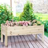 Image de COSTWAY Bac à Fleurs Rectangulaire en Bois 119x435x51CM Carré Potager Surélevé avec 5 Trous de Drainage pour Légumes Herbes Fleurs