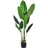 Image de COSTWAY Plante Artificiel Bananier Avec Pot 160CM Décoration Intérieur et Extérieu Idéal pour Jardin Magasin Bureau