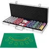 Image de COSTWAY Mallette de Poker 500 Jetons 2 Jeux de Cartes 5 Dés 3 Boutons 1 Tapis en Feutre Coffret Professionnelle Etui en Aluminium