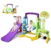 Image de GOPLUS Toboggan et Balançoire 6 en 1 avec Divertissements MultiplesToboggan Aire de Jeu Multifonctionnel pour Enfants 3-8Ans