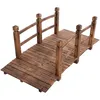 Image de COSTWAY Pont de Jardin en Bois 150x67x56CM avec Balustrades Décoration Extérieure Pont dEtang/Bassin Charge 100KG Couleur Brun