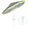 Image de COSTWAY Parasol Pliable 22M Mécanisme Inclinable 30° avec Porte-Gobelet Fixation pour Sable Protection UPF50+ Extérieur