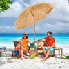 Image de COSTWAY Parasol de Plage Inclinable Hawaii Ø200xH206 cm Toit Chaume en PP Fixation pour Sable 2 Parties Démontables pour Jardin