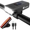 Image de NetBoat Ensemble Lumière Vélo Rechargeable Avant et ArrièrePhare de Vélo 1000 Lumens Vrès Lumineux avec 2 LEDs 2400 mAh IPX5