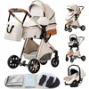 Image de YAZOCO - Poussette 3 en 1 Bébé Poussette Combinée Siège-Auto Nacelle Trio Réversible Réglable Haute Qualité Roues increvables Blanc