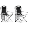 Image de Mondeer Lot de 2 Chaise de Camping Pliante Chaise de Plage avec Porte-Gobelet&Poche de Côté pour Voyage/Pêche/BarbecueGris Claire