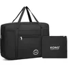 Image de Kono Sac de Voyage Pliable Sac Cabine 45x32x14cm Grand Sac de Sport Pliable Multi-Poches Imperméable Résistant à lUsure Noir