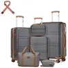 Image de Kono Set de 6 Valises de Voyage Rigide Bagage Cabine (24/51/65/75cm) avec Serrure TSA+Vanity Case + Sac de Voyage 40x30x20cm Gris
