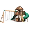 Image de Backyard Discovery - Cedar - Maisonnette en bois avec Balancoires Toboggan Double Mur dEscalade et Banc